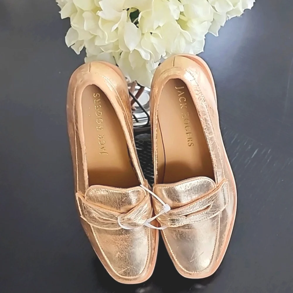 Jack Rogers Classic Preppy Penny Loafers – Size 4M | NWD | Metallic Gold - Picture 6 of 13
